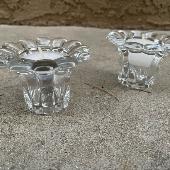 Vintage.MADE IN ITALY. Two Glass Candle Stick Holders - Picture 3 of 8
